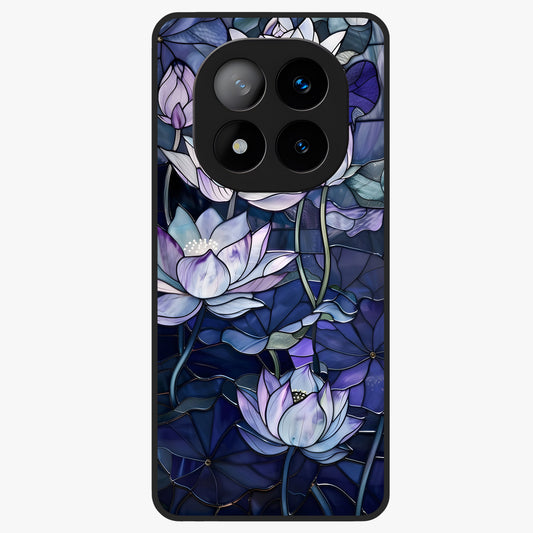 Gloss Petal Rush Glass Case showing flat back view with glossy flower petal artwork and smooth glass finish.