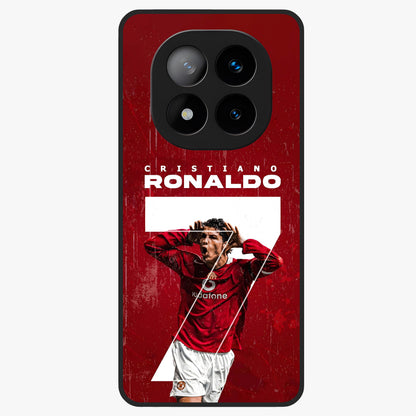 Goal Celebration Legacy Glass Case showing flat back view with football celebration inspired artwork and glossy glass finish.