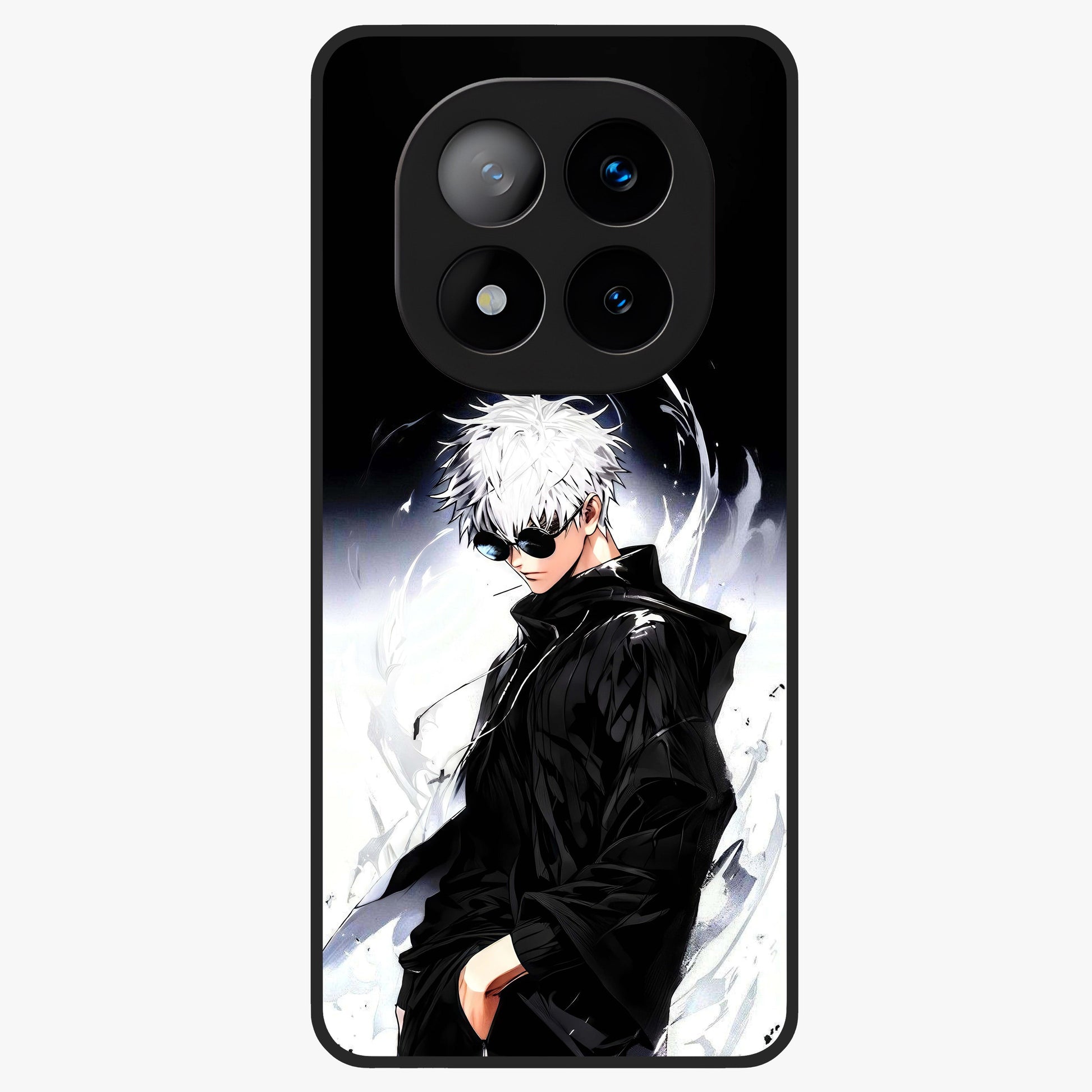 Limitless Shadow King Glass Case showing flat back view with powerful shadow warrior artwork and glossy glass finish.