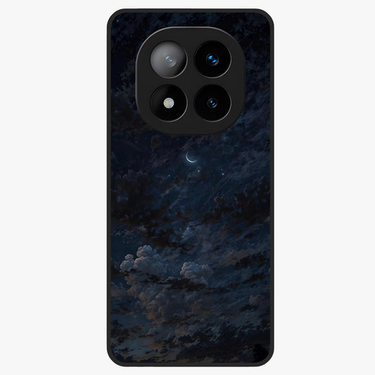Lunar Veil Silence Glass Case showing flat back view with mystical moon veil artwork and glossy glass finish.