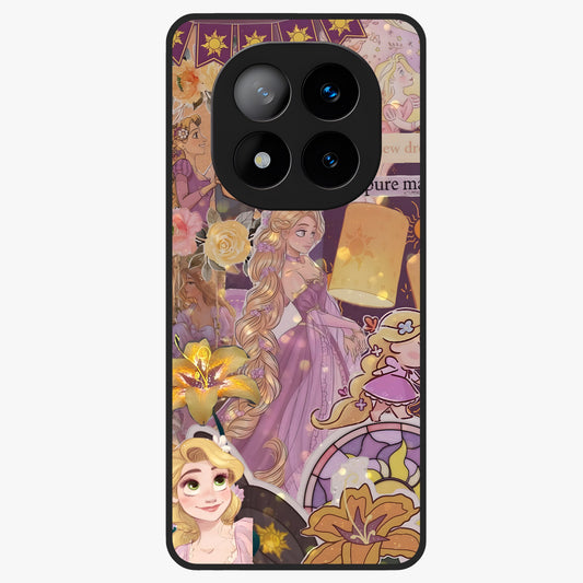 Magical Tangled Dream Glass Case showing flat back view with dreamy tangled artwork and glossy glass finish.