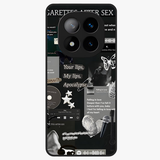 Midnight Love Echo Glass Case showing flat back view with romantic midnight themed artwork and glossy glass finish.