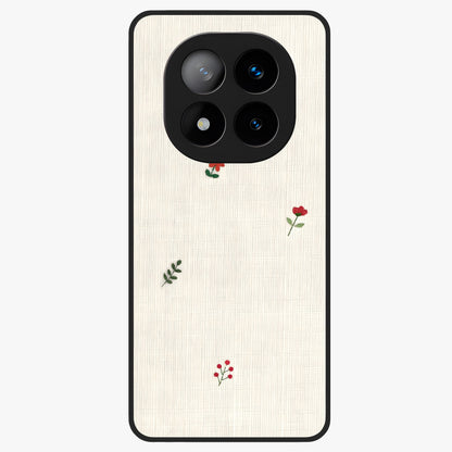 Minimal Petal Whispers Glass Case showing flat back view with soft minimal floral artwork and glossy glass finish.