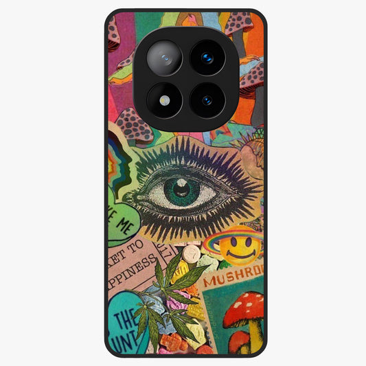 Mystic Eye Wonderland Glass Case showing flat back view with mystical eye themed artwork and glossy glass finish.