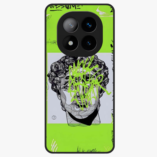 Neo Graffiti Rebellion Glass Case showing flat back view with vibrant graffiti artwork and glossy glass finish.