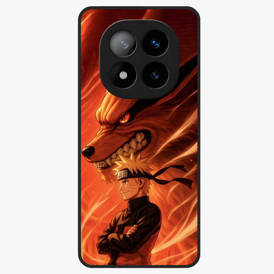 Nine Tails Legacy Glass Case showing flat back view with powerful nine-tailed fox inspired artwork and glossy glass finish.
