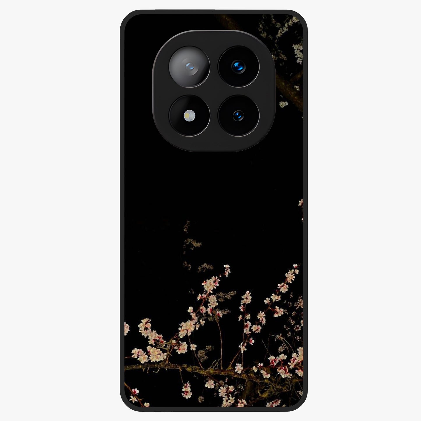 Petal Moon Light With Custom Name Glass Case showing flat back view with floral moonlight artwork and personalized name design.