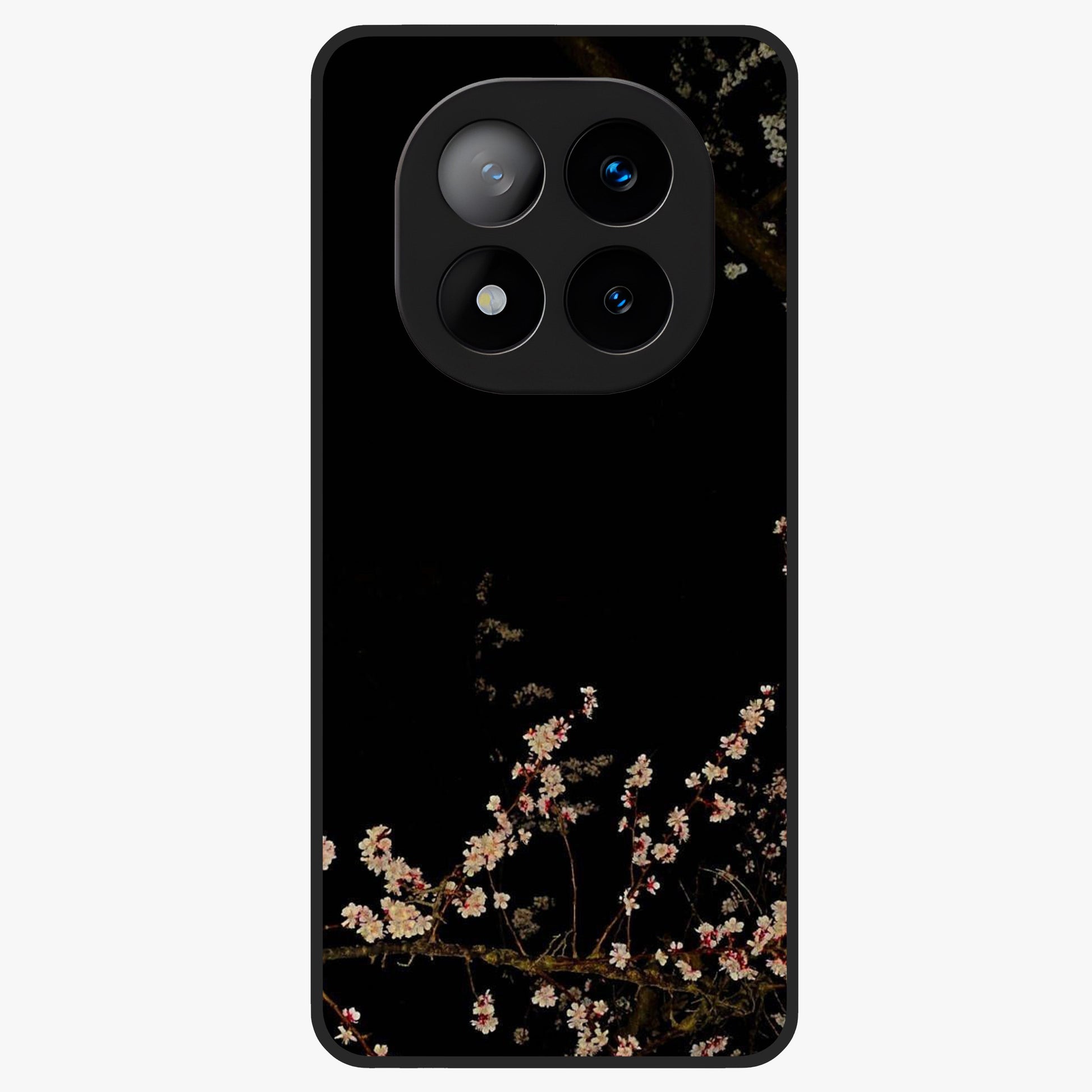 Petal Moon Light With Custom Name Glass Case showing flat back view with floral moonlight artwork and personalized name design.
