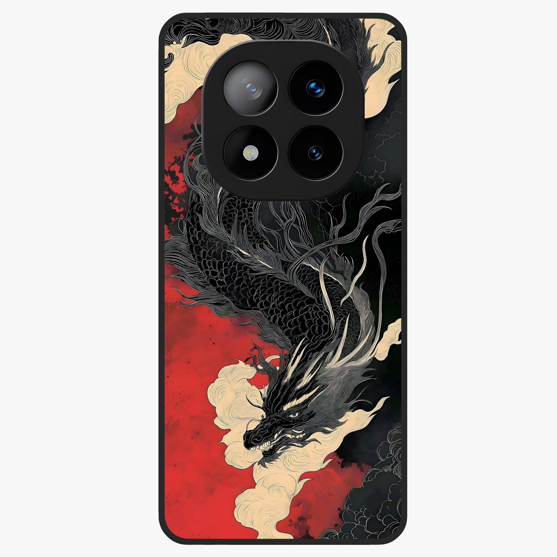 Shadow Dragon Fury Glass Case showing flat back view with fierce dragon artwork and glossy glass finish.