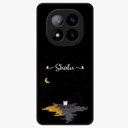 Silent Night Row Glass Case showing flat back view with calm night themed artwork and glossy glass finish.