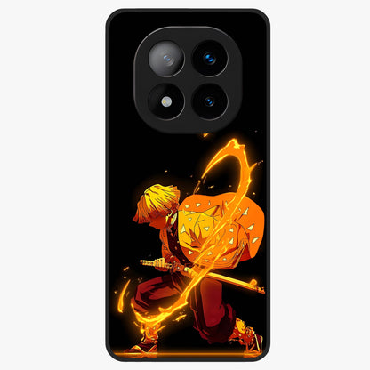 Thunder Flame Execution Glass Case showing flat back view with powerful flame and lightning artwork and glossy glass finish.
