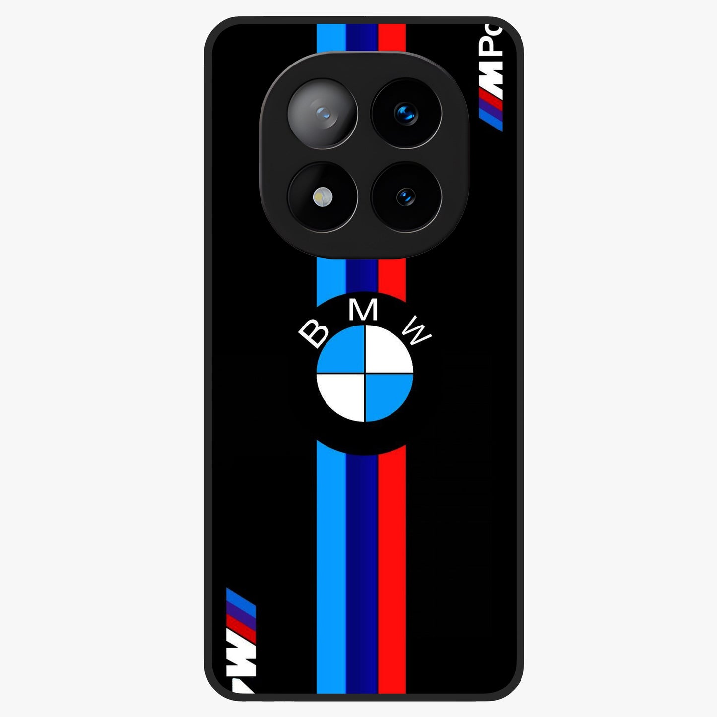 Turbo BMW Beast Glass Case showing flat back view with high performance sports car artwork and glossy glass finish.