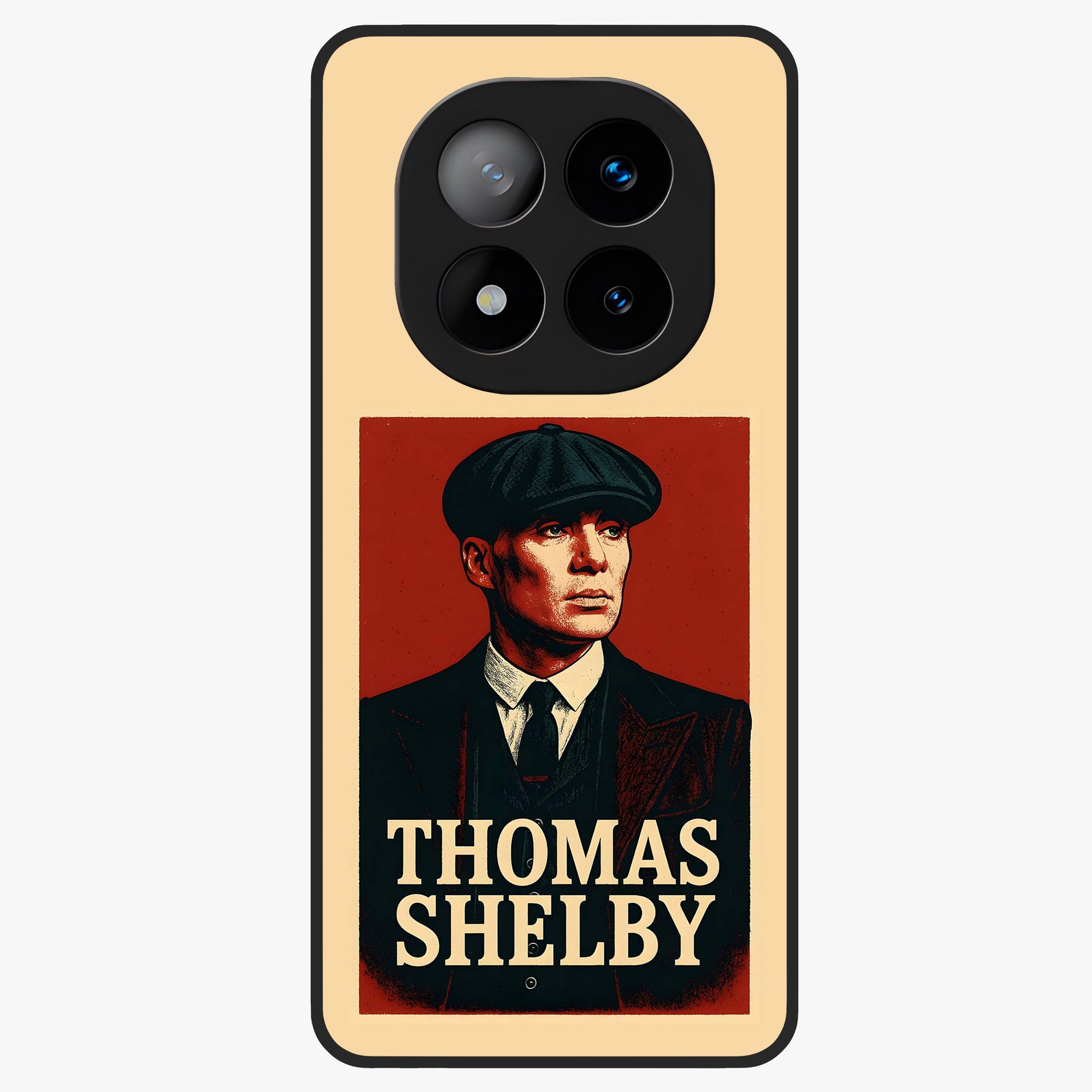 Vintage Mafia Authority Glass Case showing flat back view with bold vintage mafia inspired artwork and glossy glass finish.