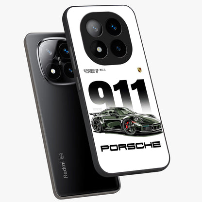 911 Turbo Dominance Glass Case displayed in premium angled mockup highlighting sporty car illustration and sleek glass surface.