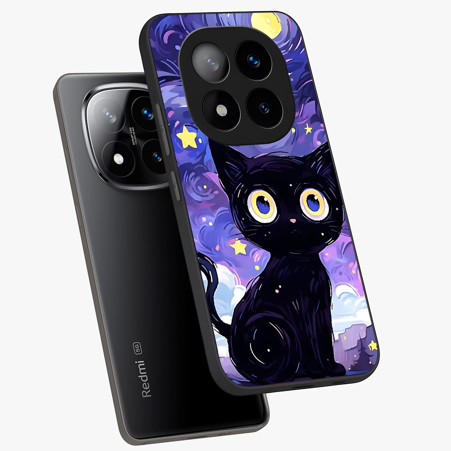 Abstract Cat Art Glass Case displayed in angled mockup highlighting modern abstract cat artwork and sleek glass surface.