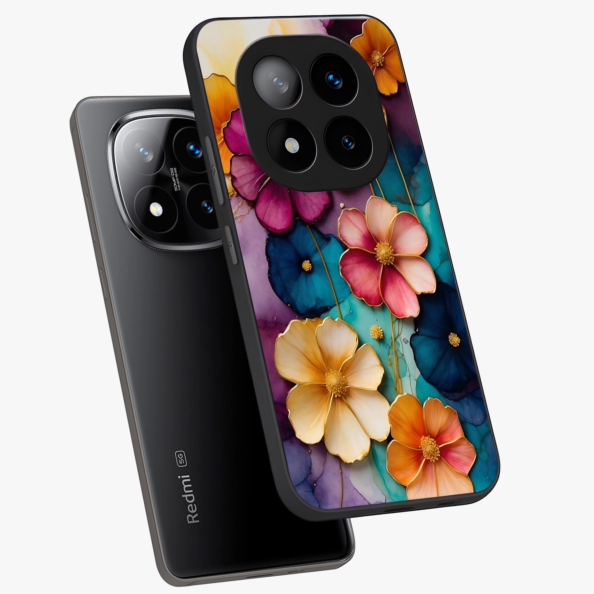 Artlyn Grace Flower Pattern Glass Case displayed in angled mockup highlighting delicate flower pattern design and smooth glass surface.