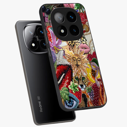 Beaded Fashion Jungle Glass Case displayed in angled mockup highlighting colorful fashion bead design and artistic pattern.