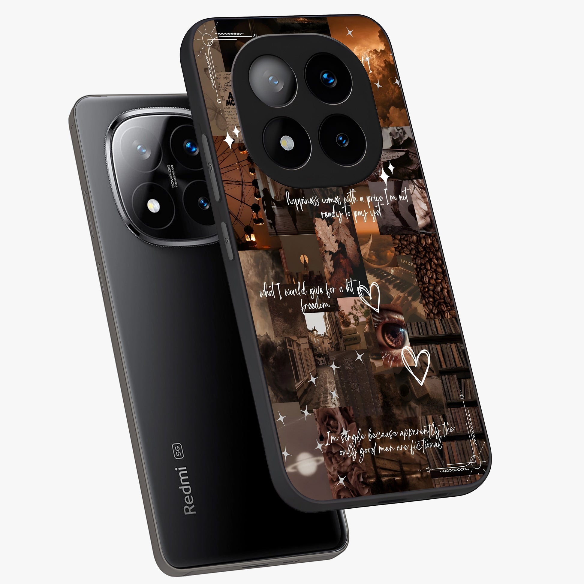 Bittersweet Aesthetic Chaos Glass Case displayed in angled mockup highlighting expressive abstract artwork and edgy aesthetic theme.