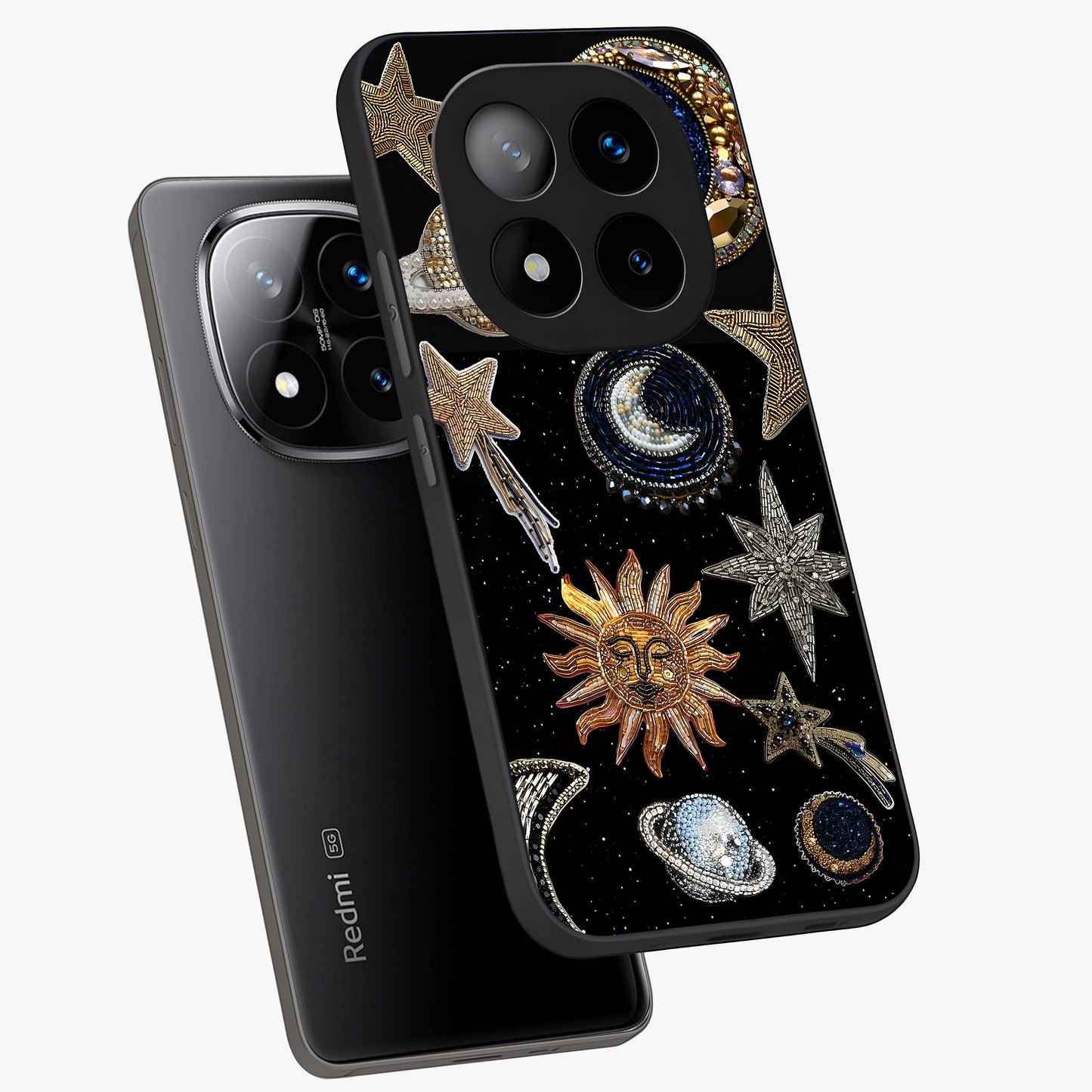 Celestial Gem Constellations Glass Case displayed in angled mockup highlighting gemstone inspired constellation design.