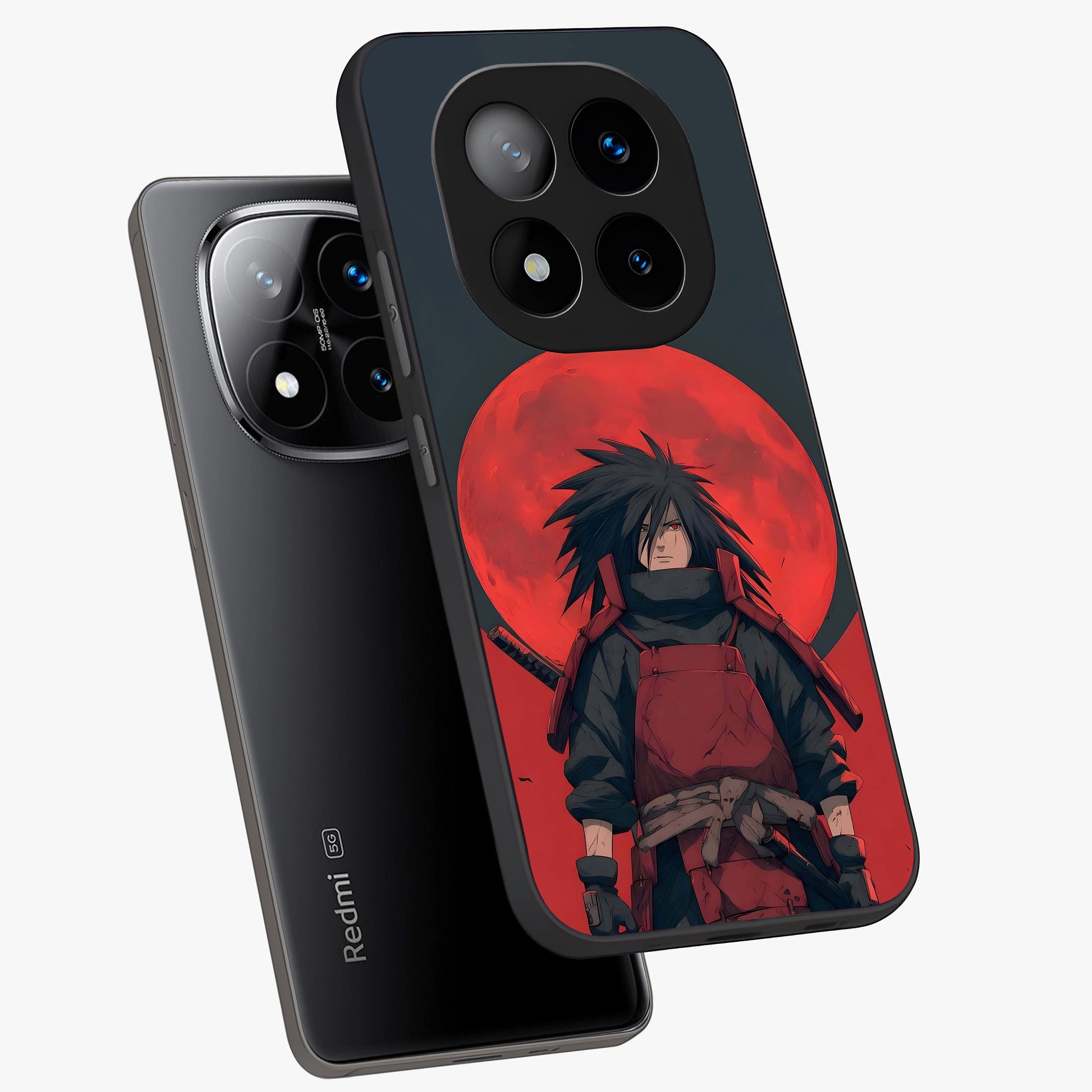 Crimson Moon Warlord Glass Case displayed in angled mockup highlighting dramatic crimson moon design with fantasy aesthetic.