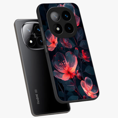 Dark Shade of Flower Glass Case displayed in angled mockup highlighting moody floral illustration with aesthetic dark tones.