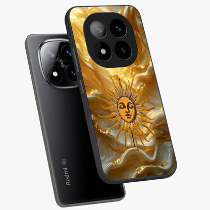 Eternal Golden Glow Glass Case displayed in angled mockup highlighting glowing golden aesthetic design with elegant style.