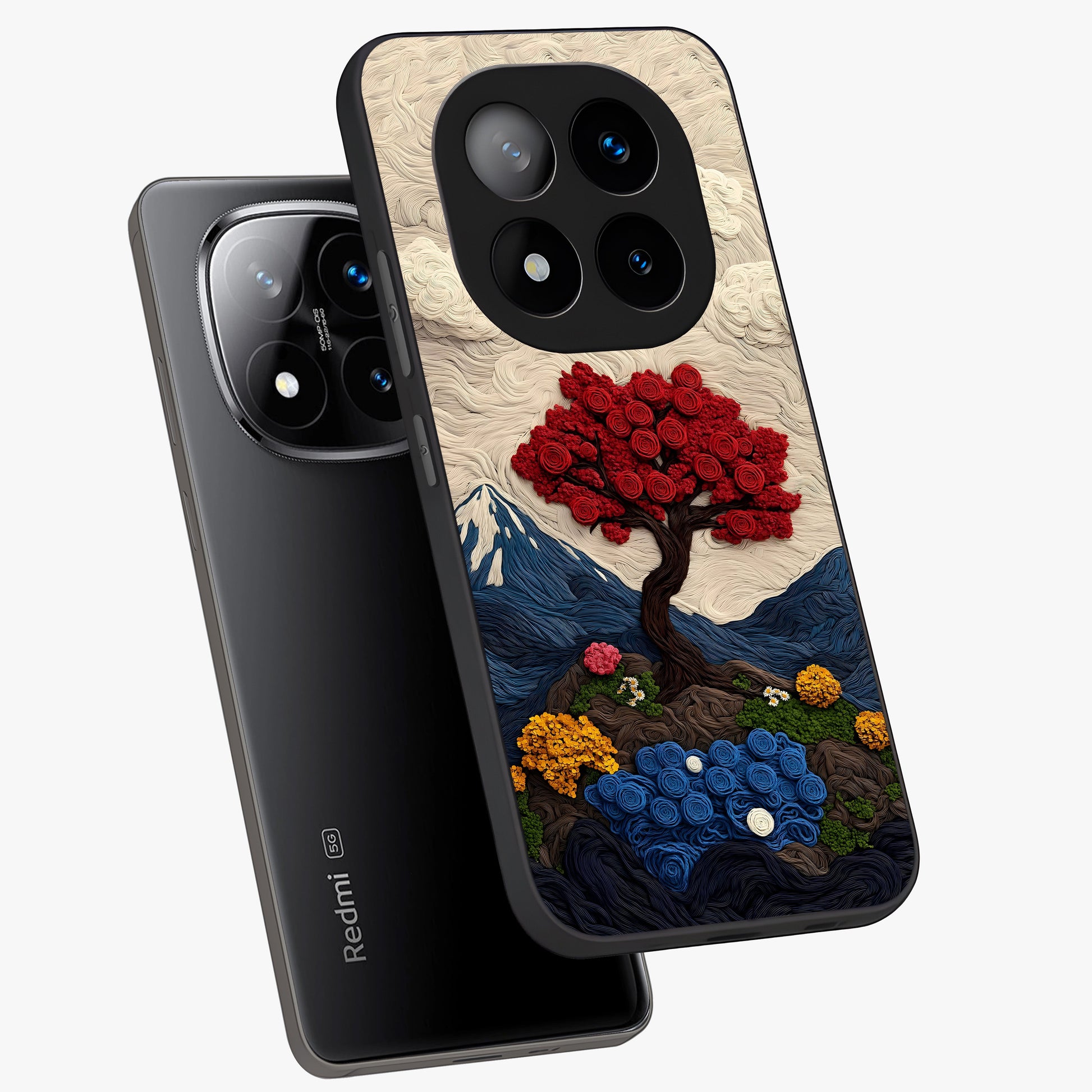 Eternal Nature Tapestry Glass Case displayed in angled mockup highlighting detailed botanical pattern with artistic aesthetic.