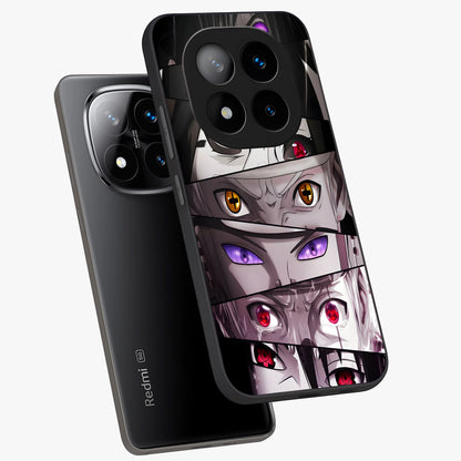 Eyes of Destiny Glass Case displayed in angled mockup highlighting bold eye illustration with mystical aesthetic style.