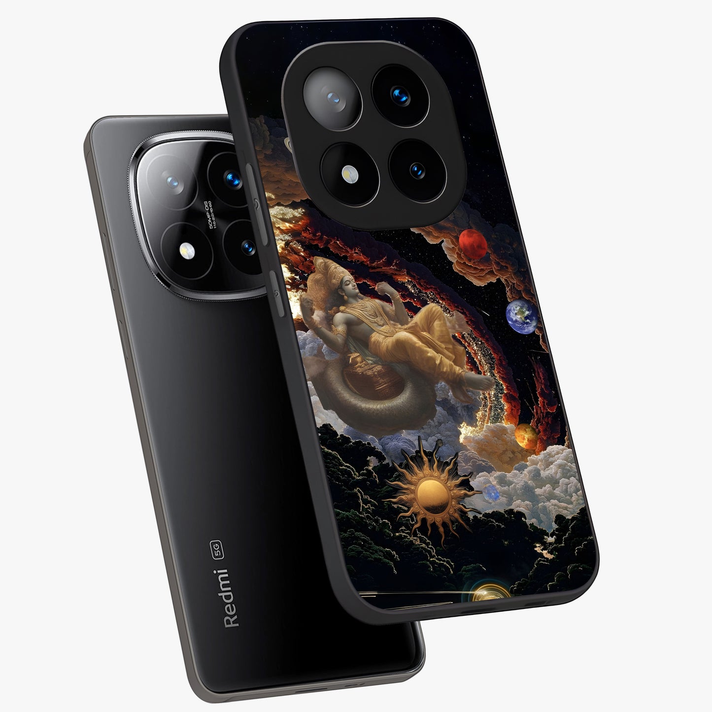 Galactic Divine God Glass Case displayed in angled mockup highlighting powerful celestial deity illustration with galactic aesthetic.