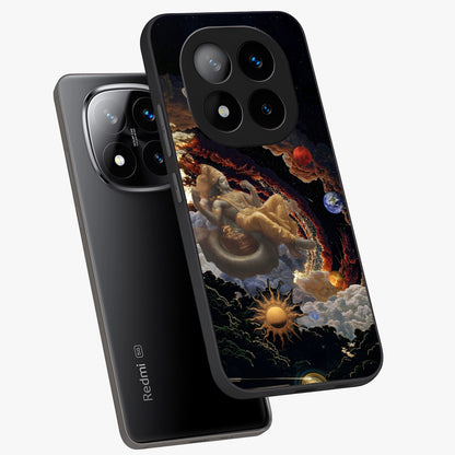 Galactic Divine God Glass Case displayed in angled mockup highlighting powerful celestial deity illustration with galactic aesthetic.