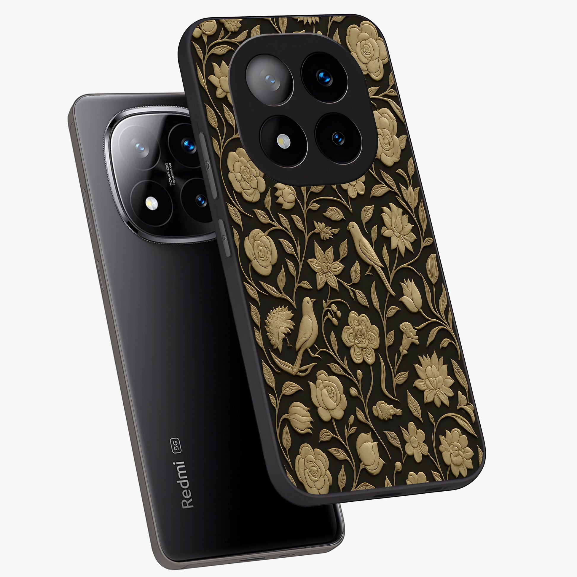 Golden Evil Eye Mandala Glass Case displayed in angled mockup highlighting protective evil eye symbol with golden mandala design.