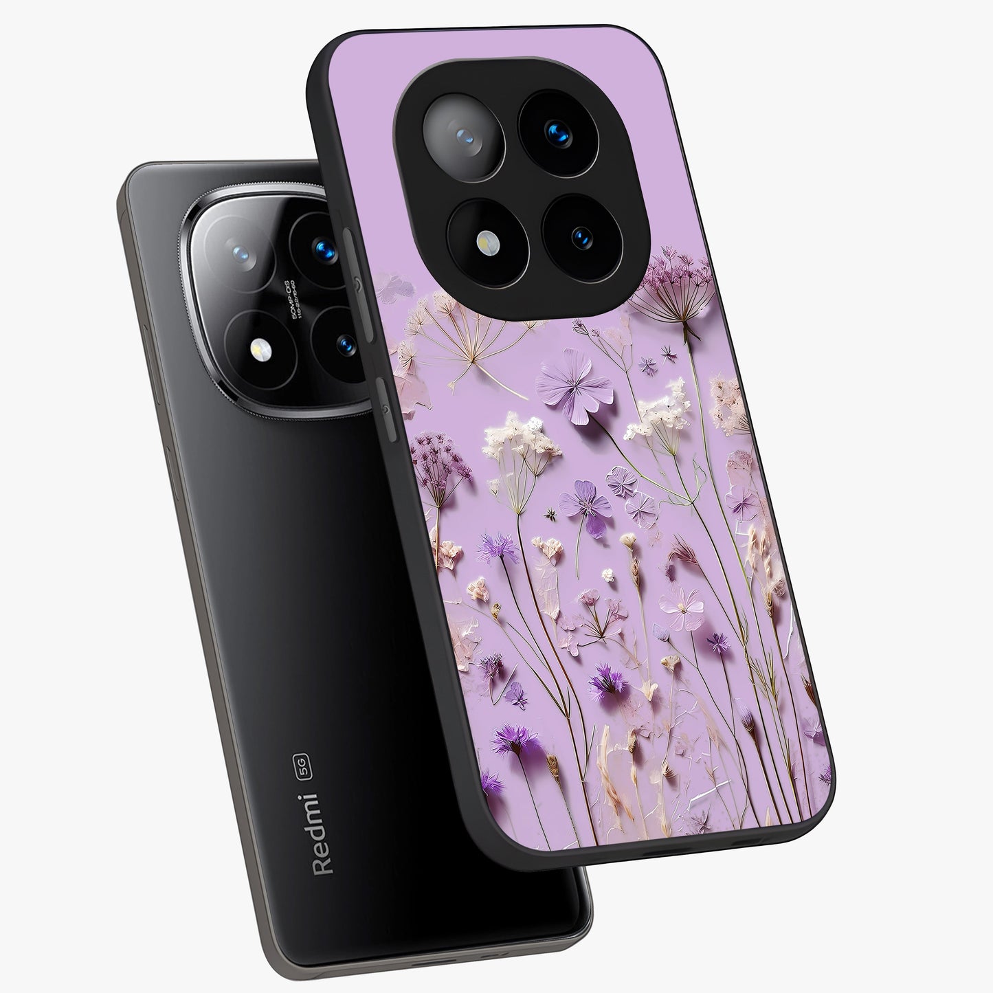Lavender Blossom Dream Glass Case displayed in angled mockup highlighting dreamy lavender flower design with calming aesthetic style.