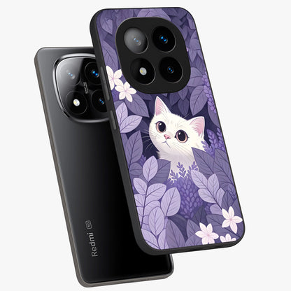 Lilac Hide Peek Cat Glass Case displayed in angled mockup highlighting playful feline illustration with lilac aesthetic design.