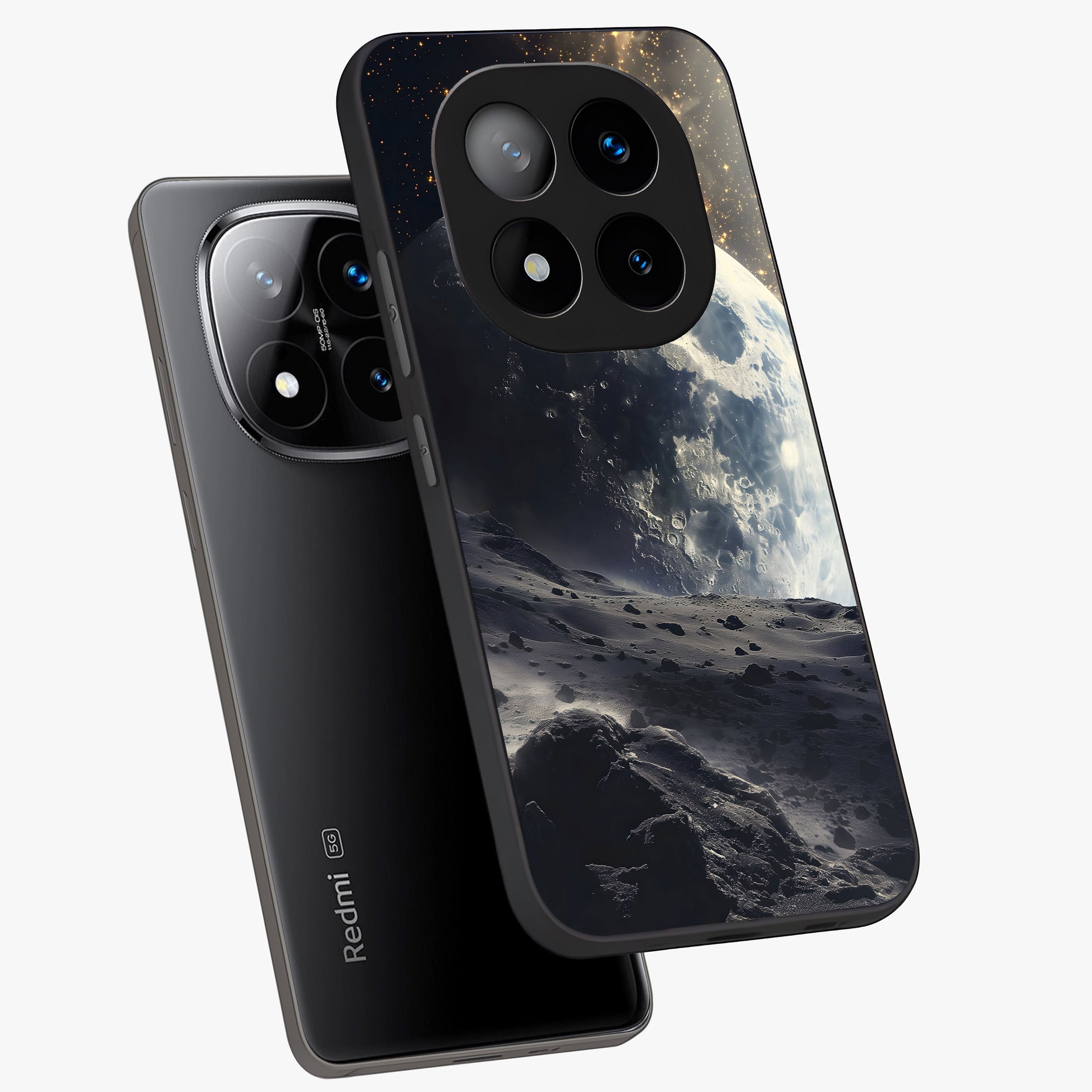 Lunar Horizon Glow Glass Case displayed in angled mockup highlighting celestial moon design with dreamy night aesthetic.