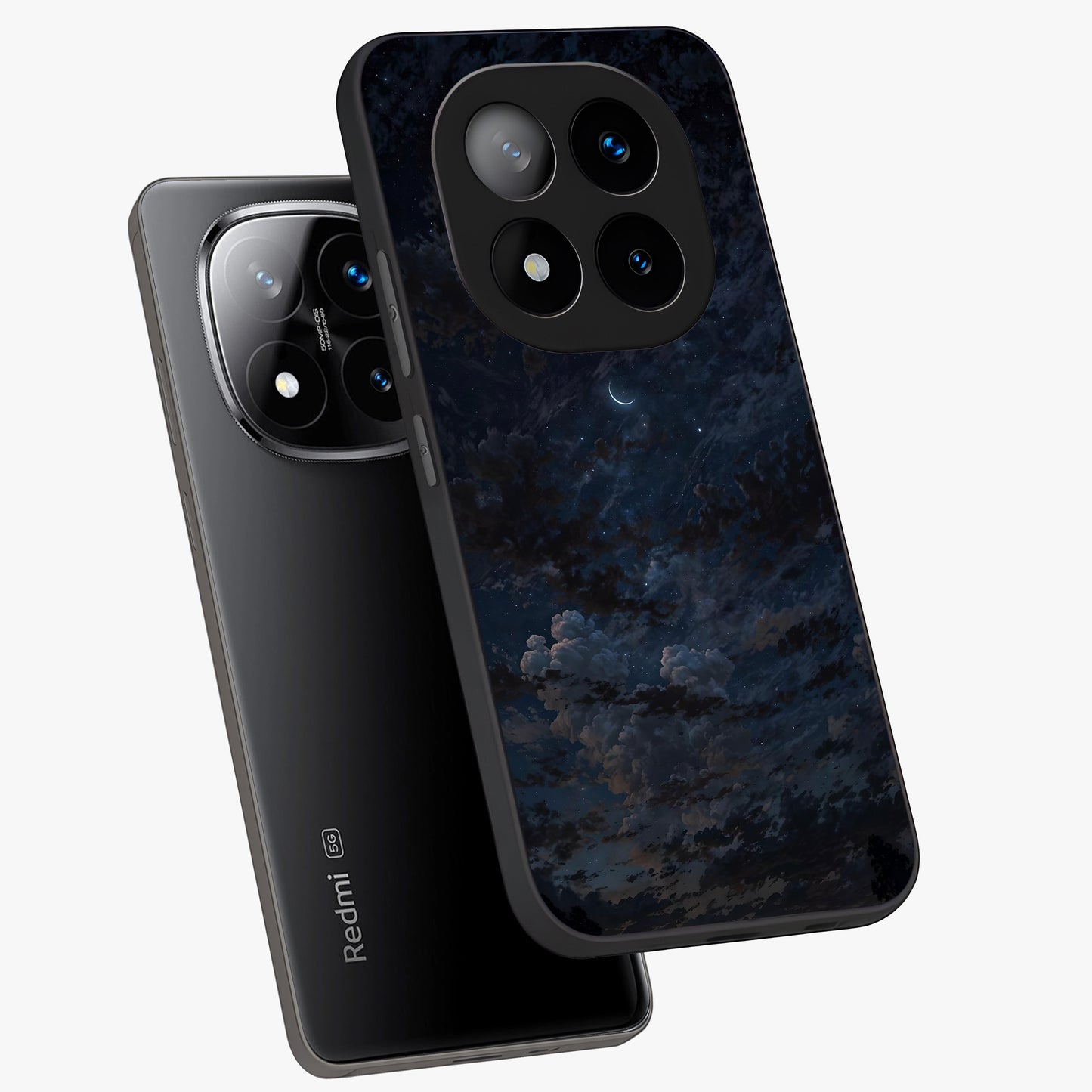 Lunar Veil Silence Glass Case displayed in angled mockup highlighting soft lunar design with peaceful celestial aesthetic.
