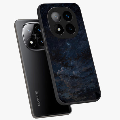 Lunar Veil Silence Glass Case displayed in angled mockup highlighting soft lunar design with peaceful celestial aesthetic.