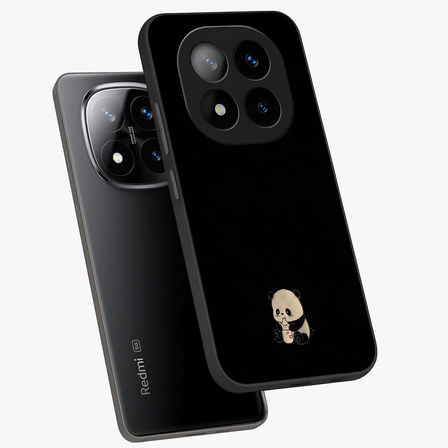 Midnight Panda Love Glass Case displayed in angled mockup highlighting adorable panda illustration with midnight aesthetic.