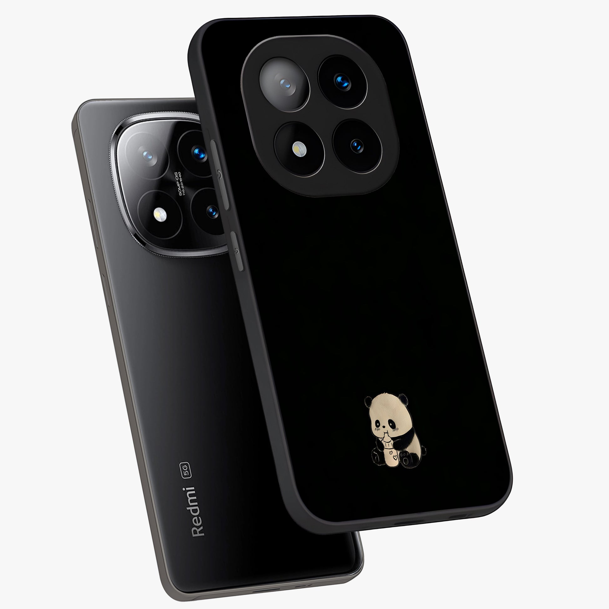 Midnight Panda Love Glass Case displayed in angled mockup highlighting adorable panda illustration with midnight aesthetic.