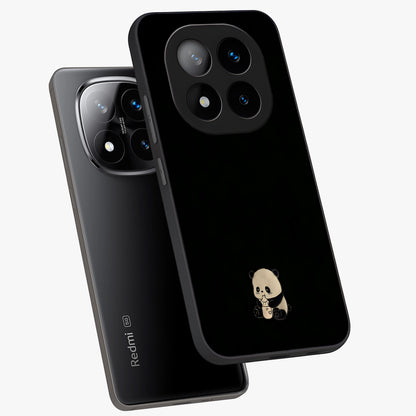 Midnight Panda Love Glass Case displayed in angled mockup highlighting adorable panda illustration with midnight aesthetic.
