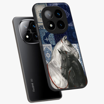 Midnight Stallion Blues Glass Case displayed in angled mockup highlighting powerful stallion illustration with deep midnight tones.