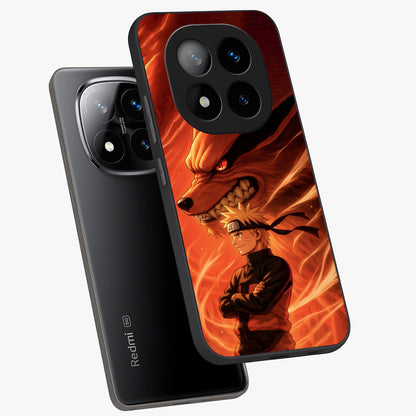 Nine Tails Legacy Glass Case displayed in angled mockup highlighting dynamic anime beast illustration with bold mystical aesthetic.