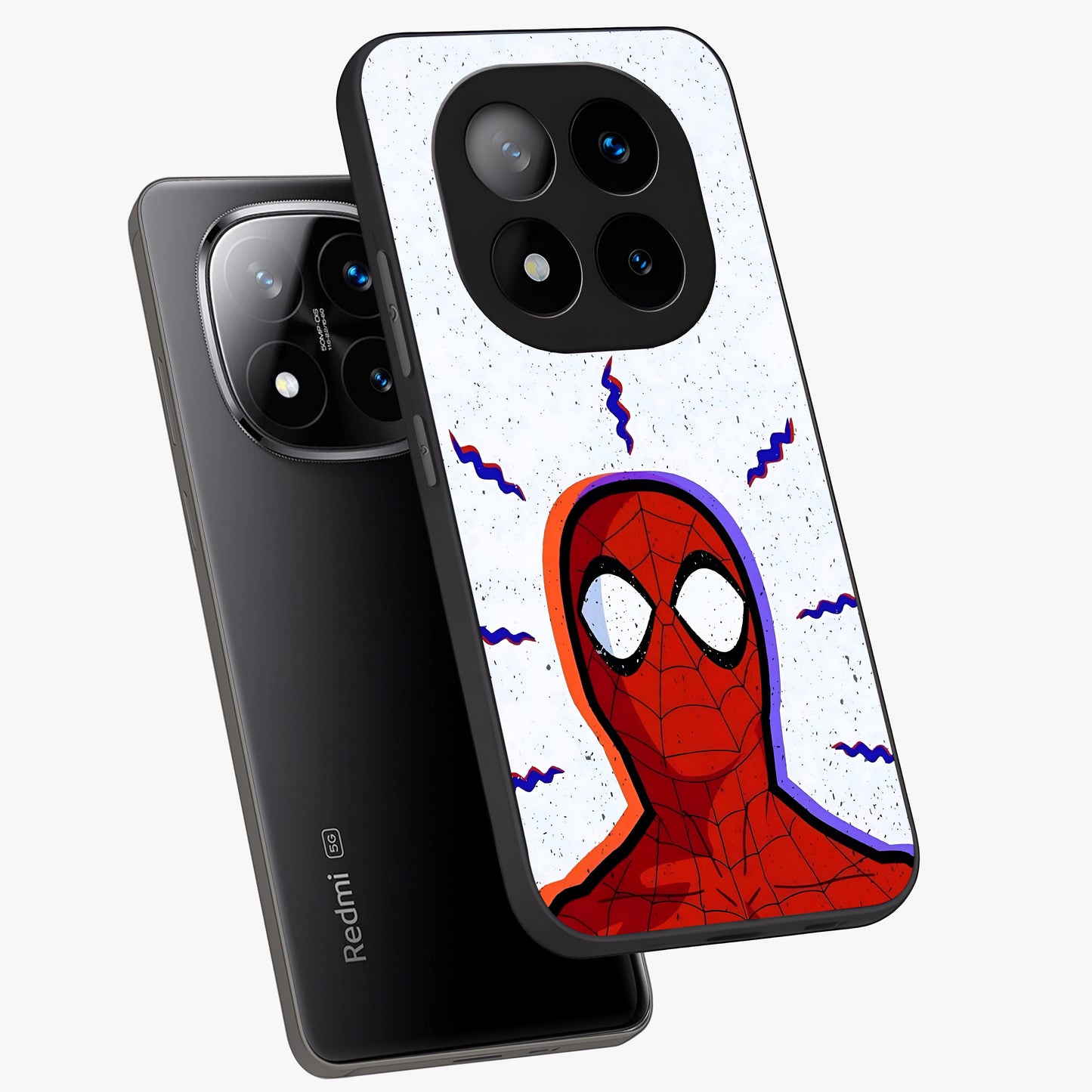 Omg Spiderman Glass Case displayed in angled mockup highlighting dynamic hero illustration with action comic aesthetic.