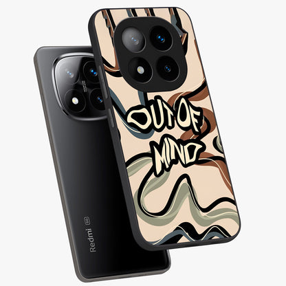 Out Of Mind Glass Case displayed in angled mockup highlighting bold statement design with modern artistic aesthetic.