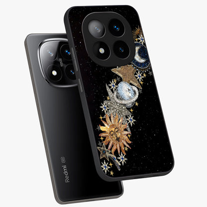 Pearls Universe Object Glass Case displayed in angled mockup highlighting celestial pearl design with dreamy aesthetic.