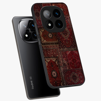 Persian Velvet Tale Glass Case displayed in angled mockup highlighting ornate textile inspired design with royal aesthetic.