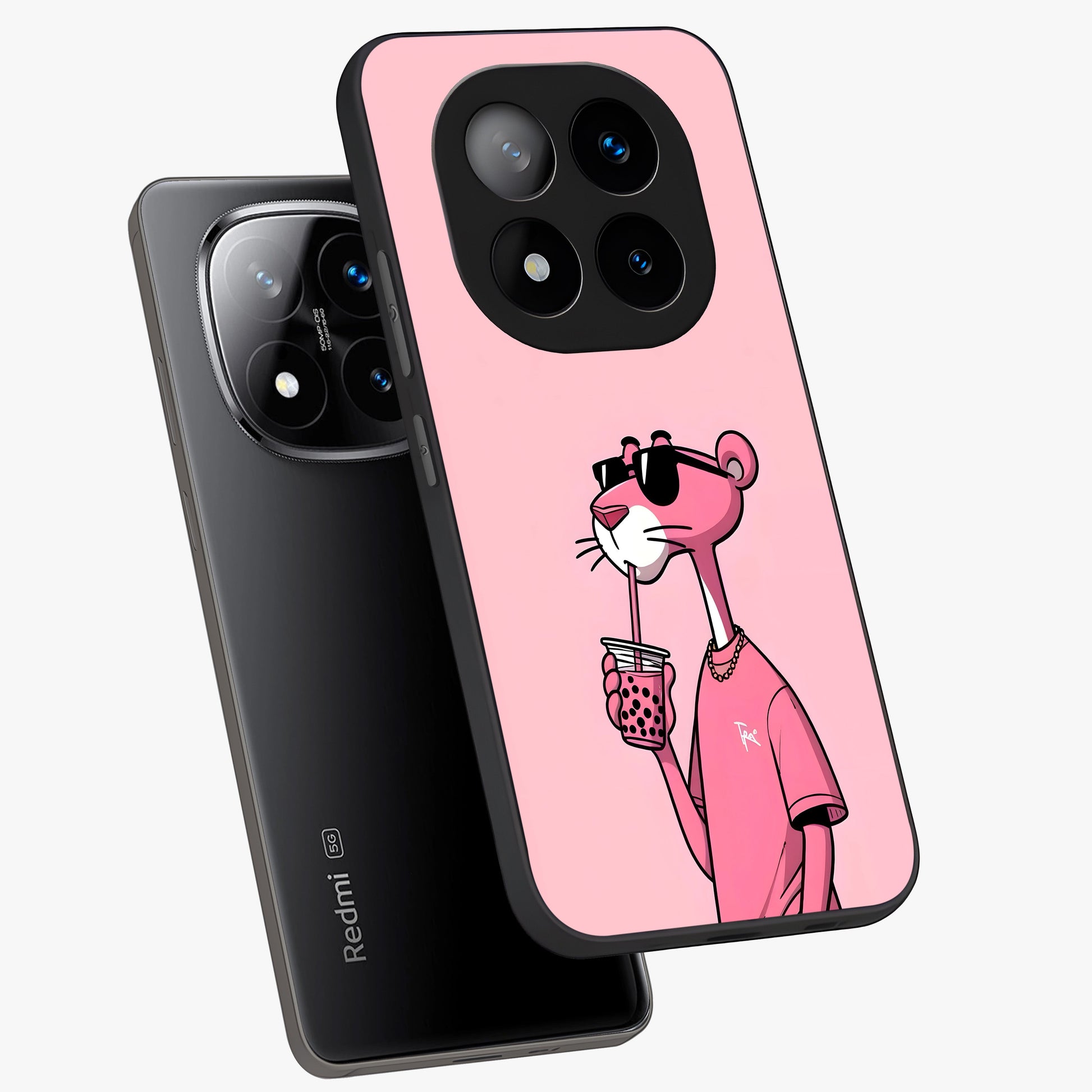 Pink Panther Glass Case displayed in angled mockup highlighting playful cartoon character design with vibrant pink aesthetic.