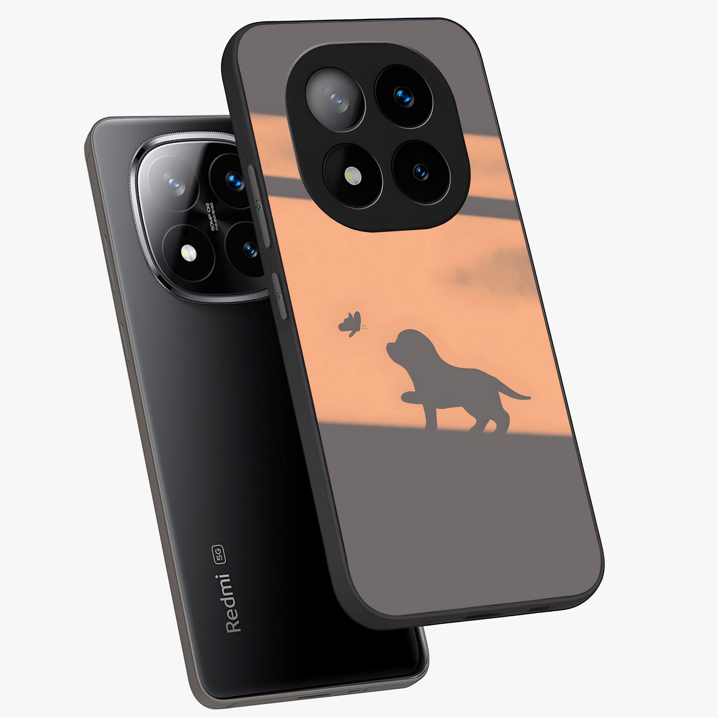 Puppy Shadow Art Glass Case displayed in angled mockup highlighting playful dog illustration with artistic shadow aesthetic.
