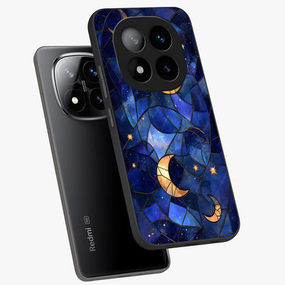 Starlit Sky Tapestry Glass Case displayed in angled mockup highlighting celestial night pattern with artistic aesthetic style.