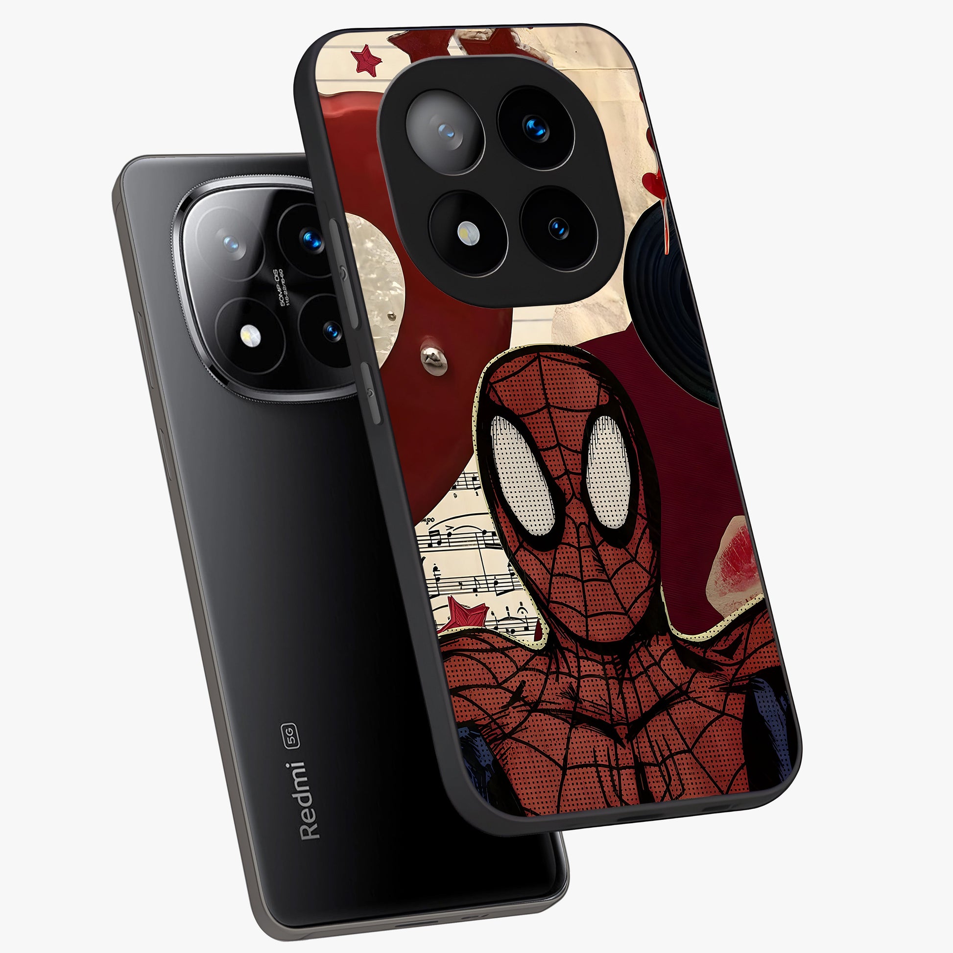 Web Warrior Vibes Glass Case displayed in angled mockup highlighting dynamic web design with comic style aesthetic.