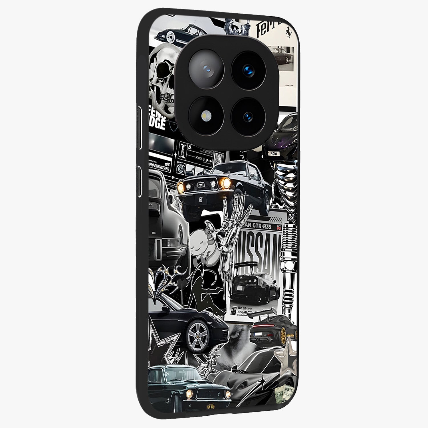 Aesthetic Dark Love Glass Case upright view showcasing dramatic romantic artwork with modern aesthetic style.
